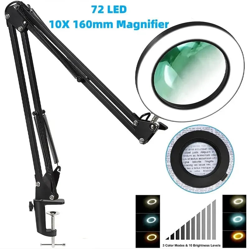 72LED Illuminated Magnifier 8X/10X USB