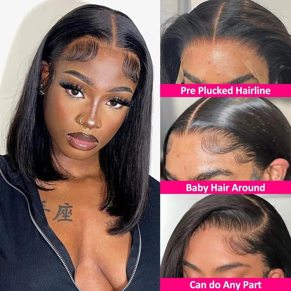 Short Bob Wig Straight 13x4 Lace Front Wig Human Hair Wigs Pre Plucked Front Wig Brazilian Lace Wigs