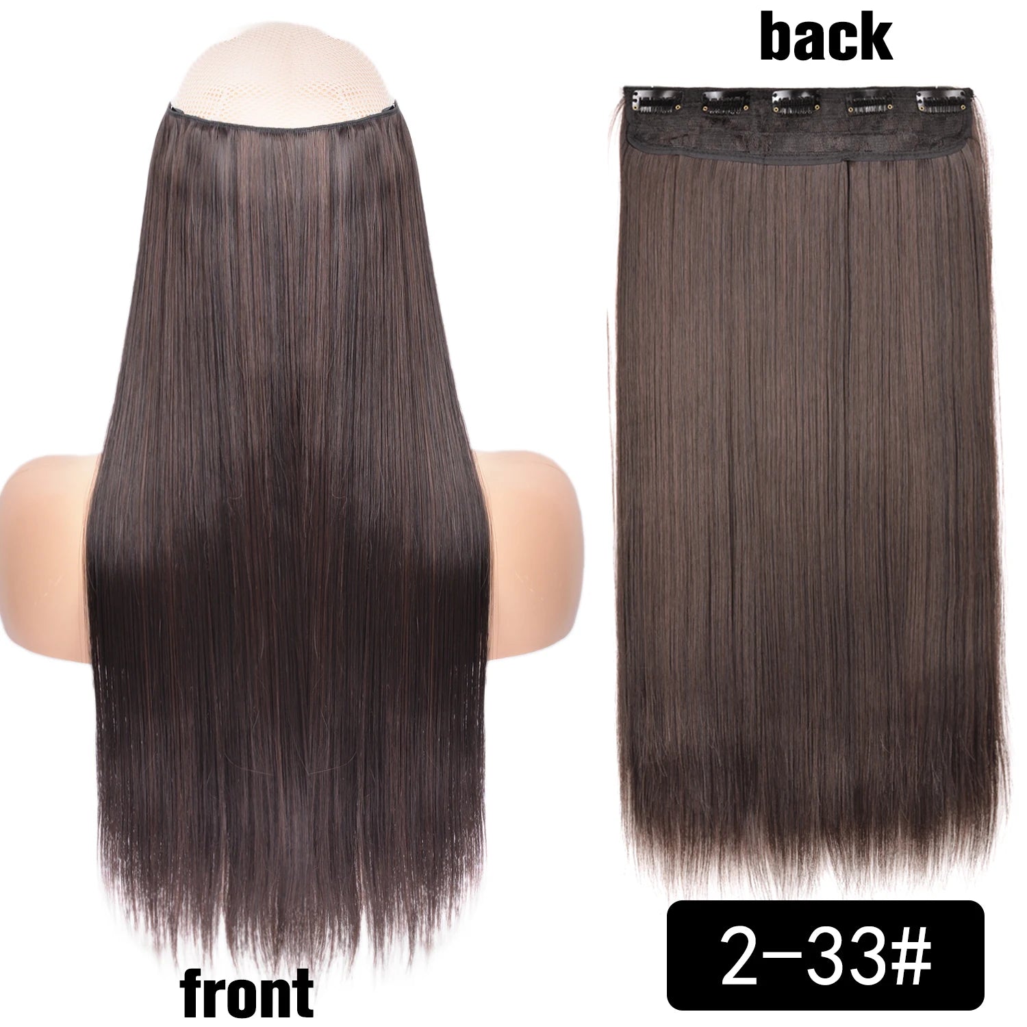 5 Clip-In Hair Extensions Long Straight One Piece Synthetic Heat-Resistant Fibre Hairpiece 22Inch Black Blonde Natural Hairstyle
