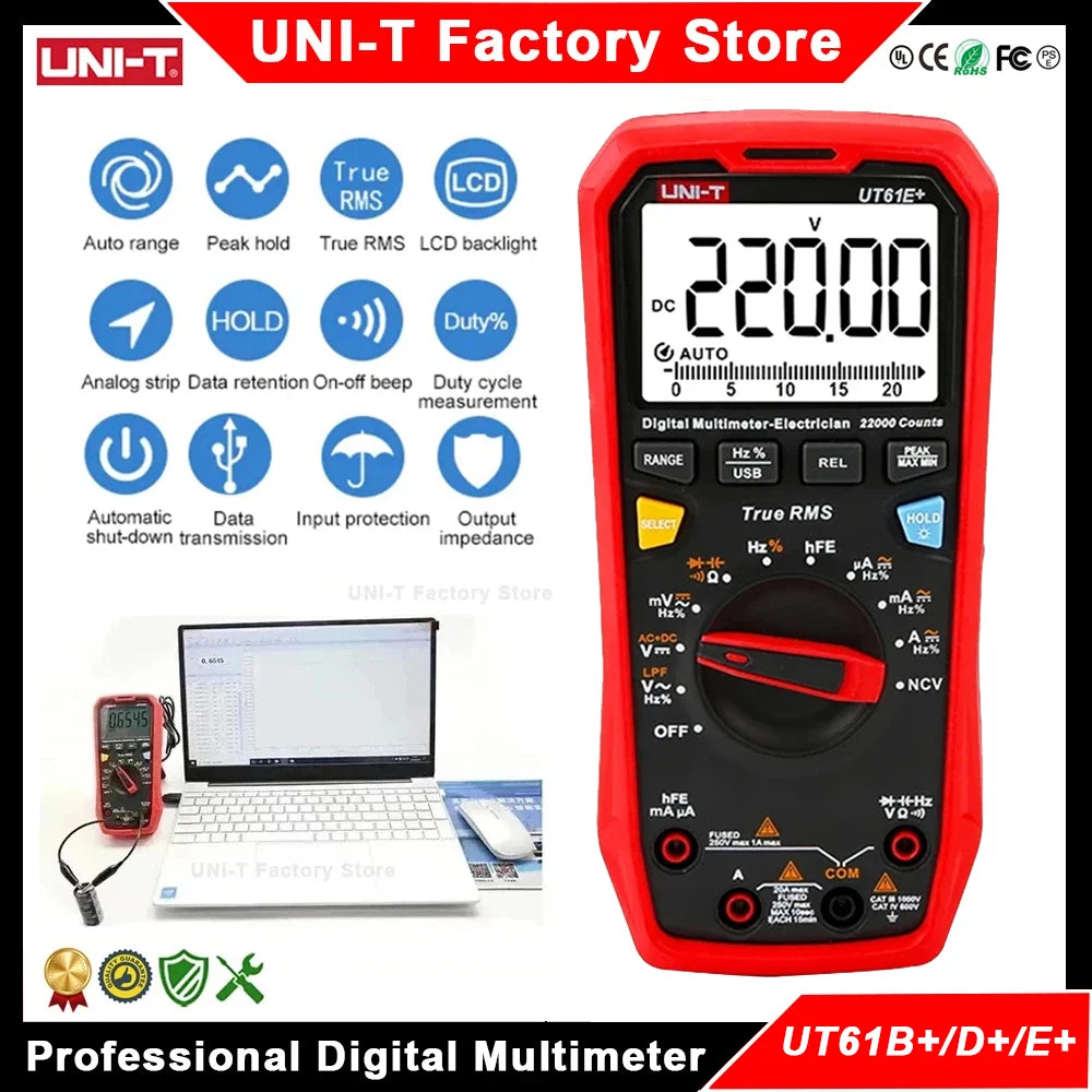 UNI-T UT61B UT61D UT61E Plus Smart Multimeter Analog & Digital Polymer Electrician Tester Voltmeter Ammeter Electric Multi Meter