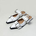 New Sandals Women Flats Shoes Fashion Metal Buckle Shoes 2025 Spring Pointed Toe Shallow Footwear Slingbacks Ladies Sandals
