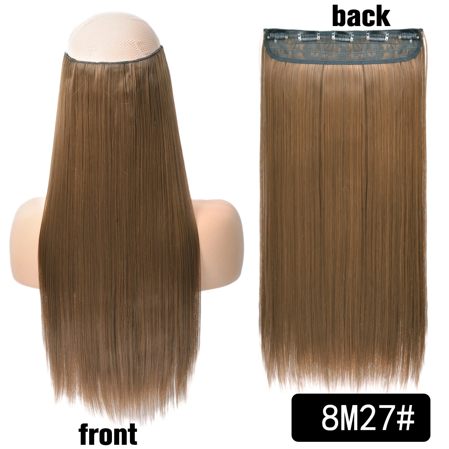 5 Clip-In Hair Extensions Long Straight One Piece Synthetic Heat-Resistant Fibre Hairpiece 22Inch Black Blonde Natural Hairstyle