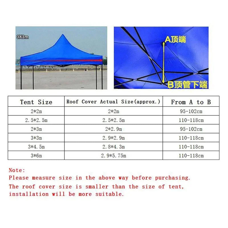 Tent Roof Oxford Cloth Shade Awning Tent Cover Garden Gazebo Waterproof UV Protect Cover Outdoor Sun Shelter Replace Cloth