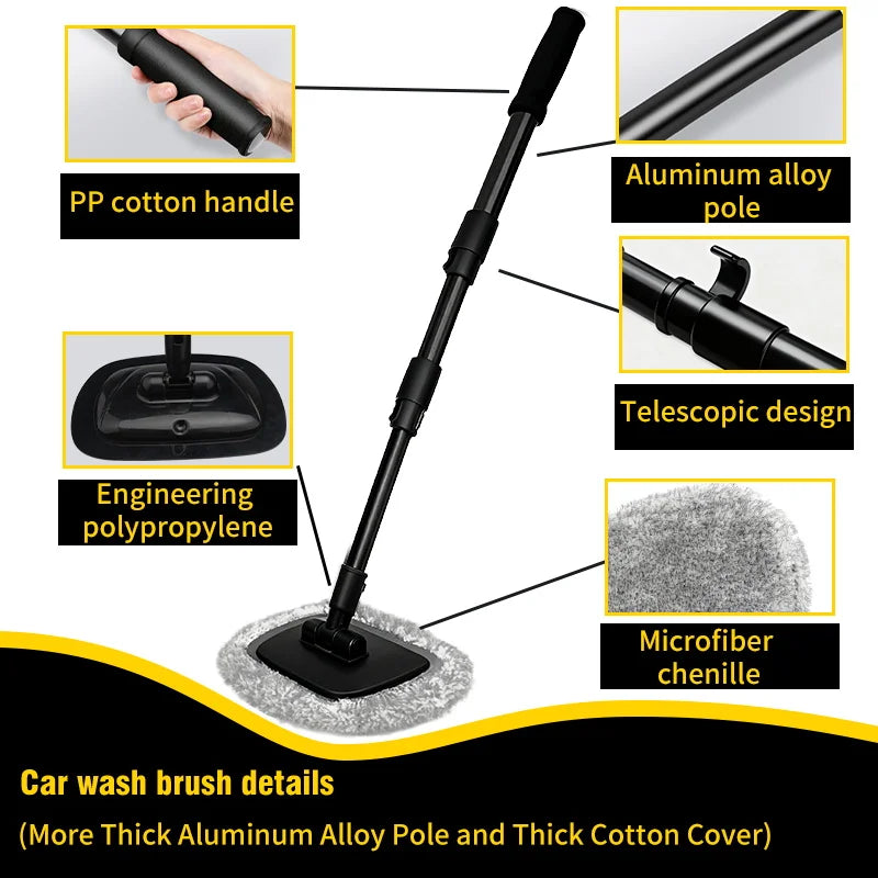 Car Wash Mop Telescoping Long Handle Brush