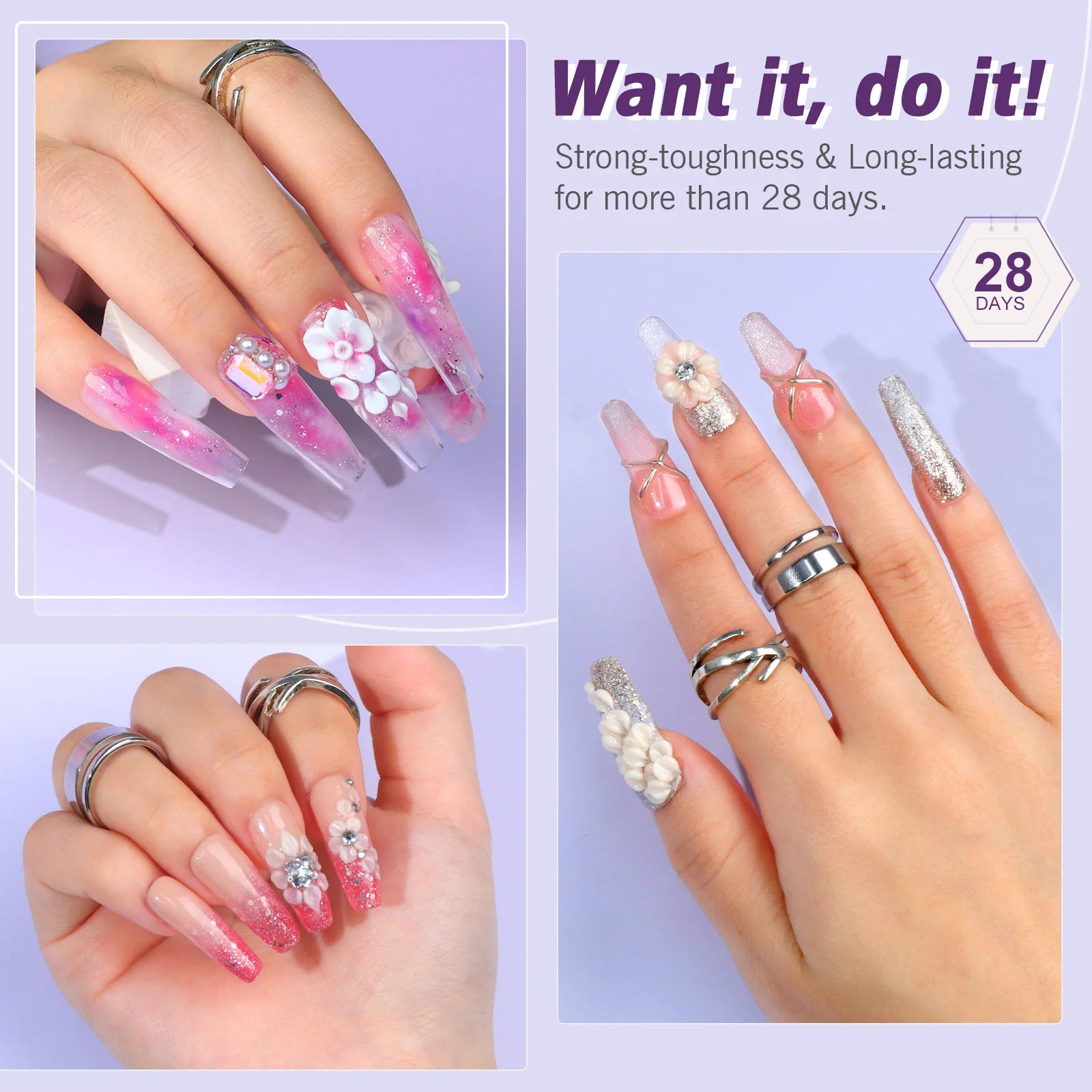 Acrylic Nail Kit Powder Liquid 3D Tips