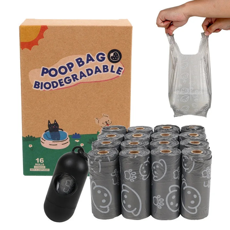 2/20 Rolls Tea Aroma Eco-Friendly Vest Style Pet Garbage Bag Dog Poop Bag Bags Cleaning WasteDisposable Trash Pouch Portable Bag