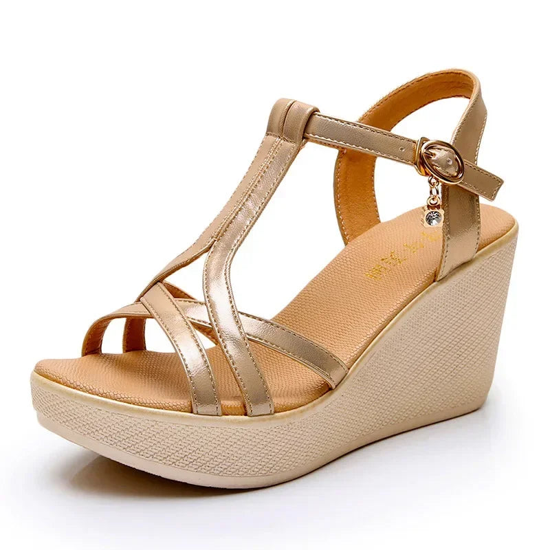 Small Size 32-43 Comfortable Chunky Platform Wedges Sandals Summer 2025 Women's High Heels Shoes for Office Beach Mom Work