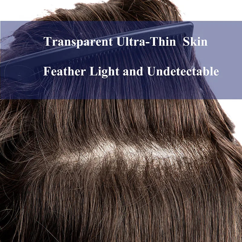 Permier Male Hair Prosthesis Ultra-Thin 0.03mm Skin Wigs for men 6" Men's capillary prothesis Toupee 100% Human Hair Men's Wig