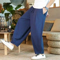 Fashion Summer Casual Pants For Mens Cotton Linen Loose Trousers Trendy Large Size Bloomers Male Home Tai Chi Wide Leg Pants 5XL