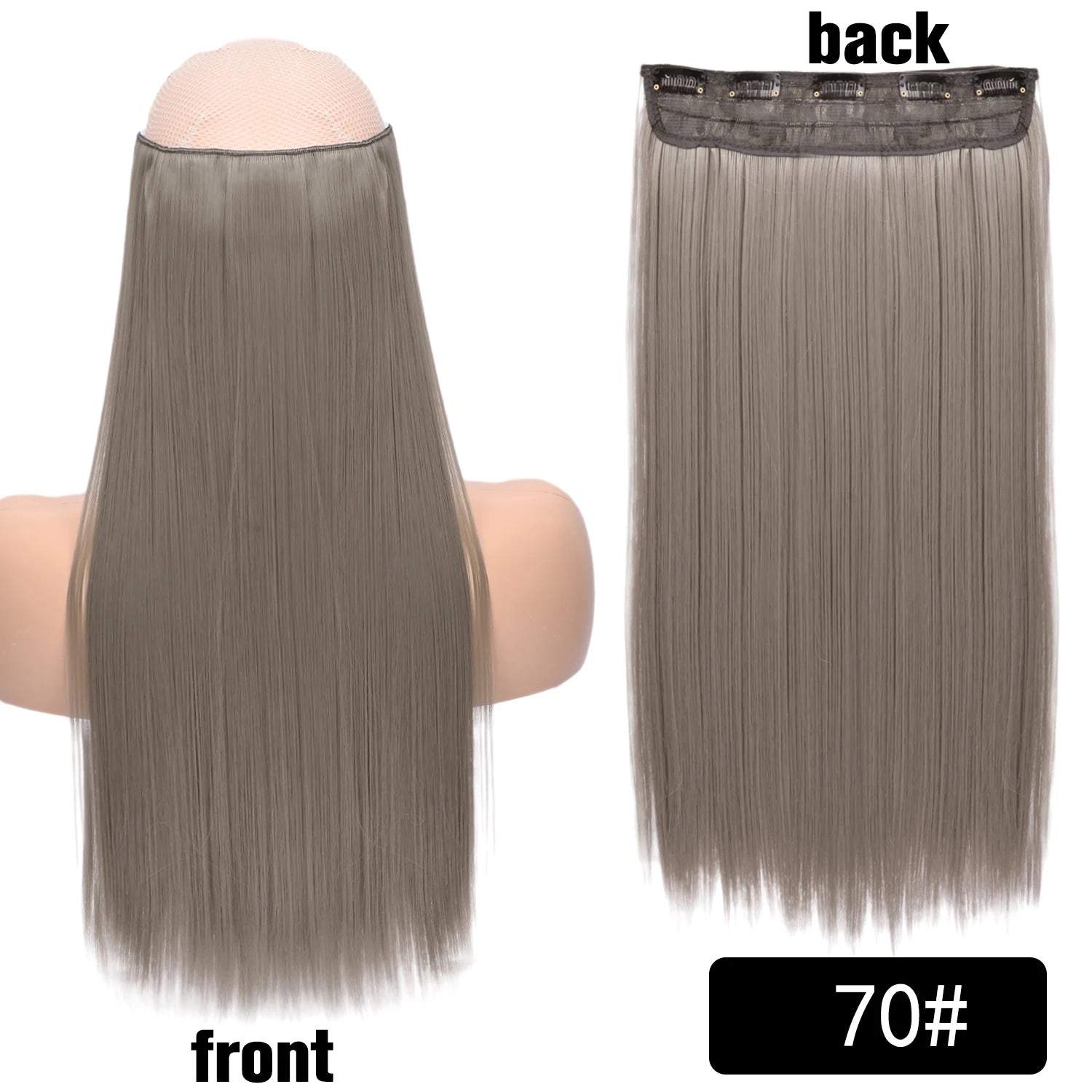5 Clip-In Hair Extensions Long Straight One Piece Synthetic Heat-Resistant Fibre Hairpiece 22Inch Black Blonde Natural Hairstyle