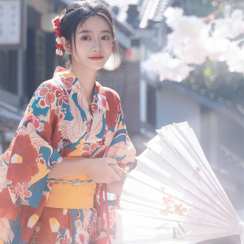 Kimono Women Japanese Traditional Yukata Haori Kimonos Cosplay Blouse Gown Female Summer Fashion Photography Clothes Party Dress