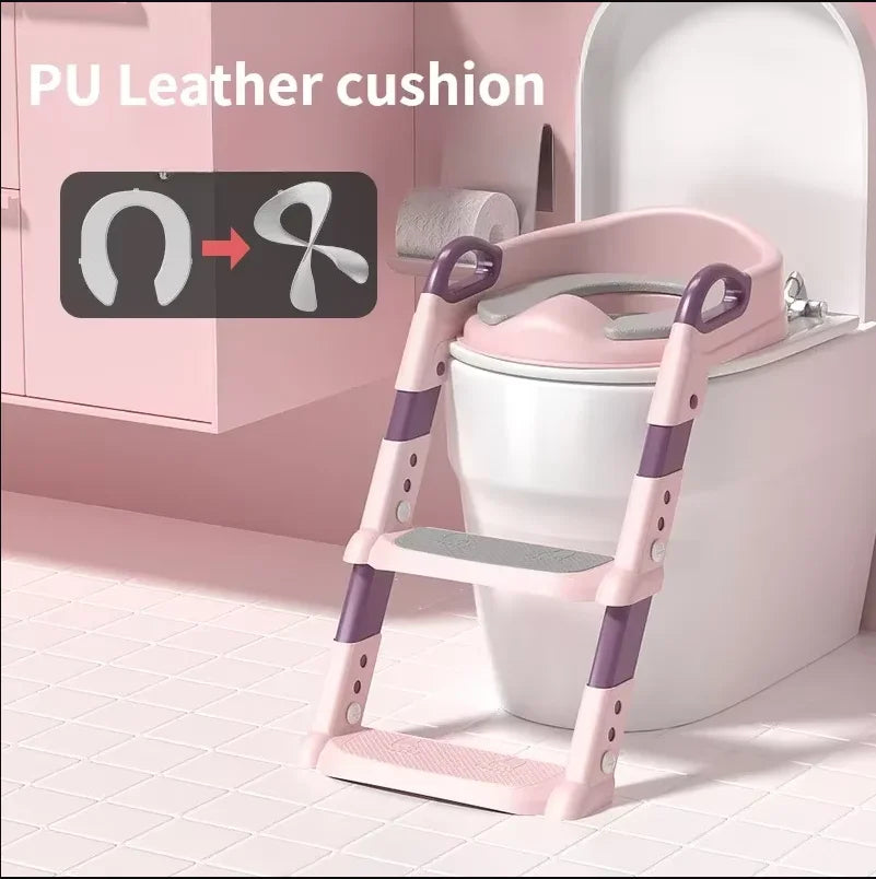 Children's Toilet Seat Stairway Baby Boys and Girls Toilet Folding Stand Step Stool Children's Step Toilet Seat Ring