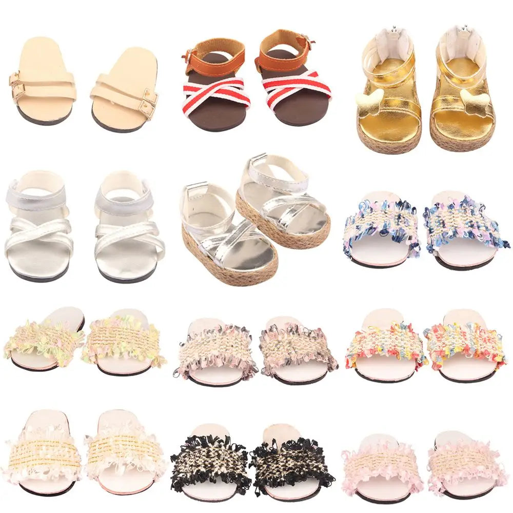Fashion Fit 18Inch/43cm Change Clothes Game Mini Sandals Dollhouse Accessories Beach Slippers Doll Shoes