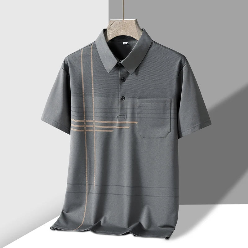 TFETTERS Summer Golf Wear Polo Shirt for Men Breathable Front Pocket Design Graphic Polo T-shirt Man New Collection 2025