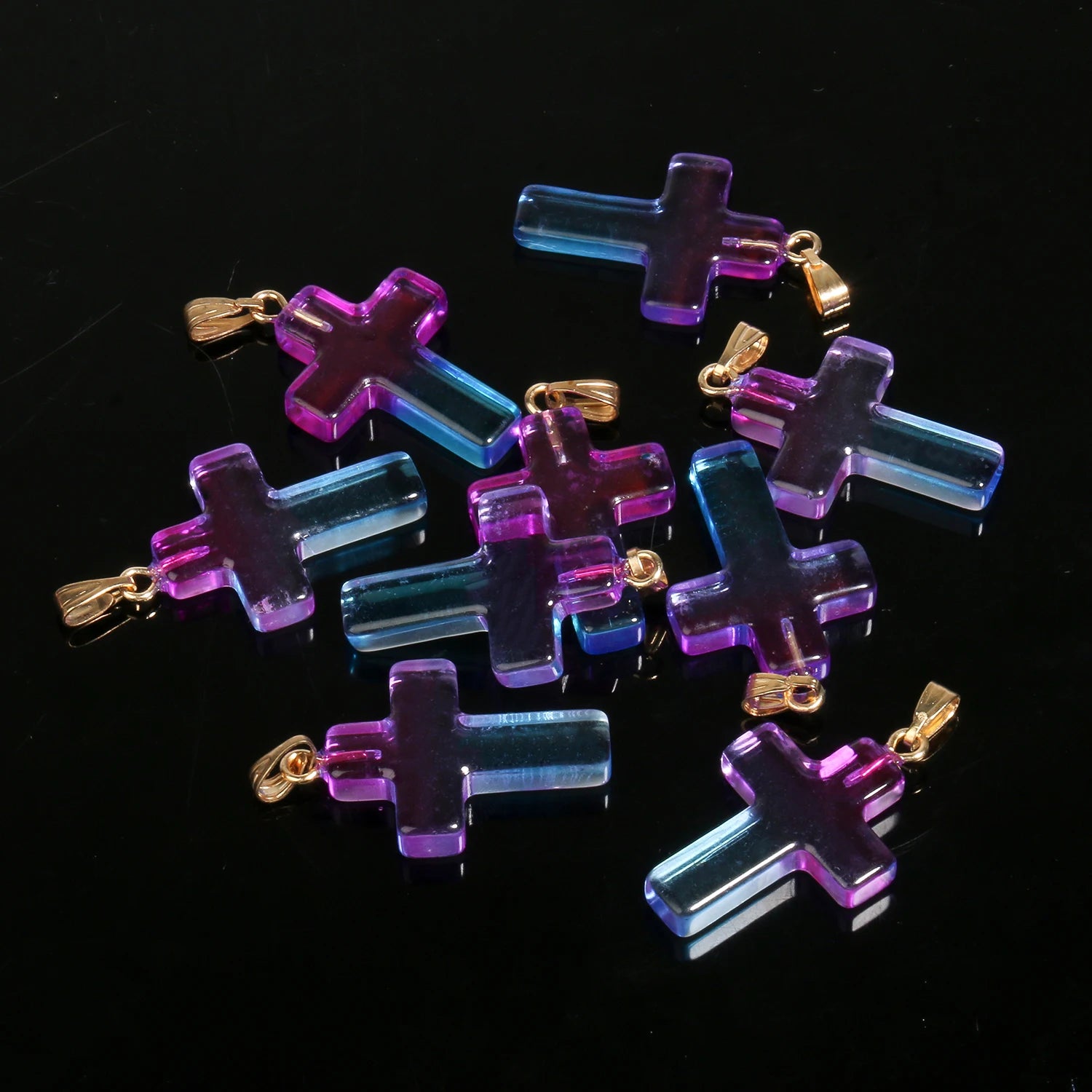 10pcs/lot 18x25mm Cross Lampwork Necklace Bracelet Czech Glass Charms Pendants for Jewelry Making Diy Bracelet Accessories