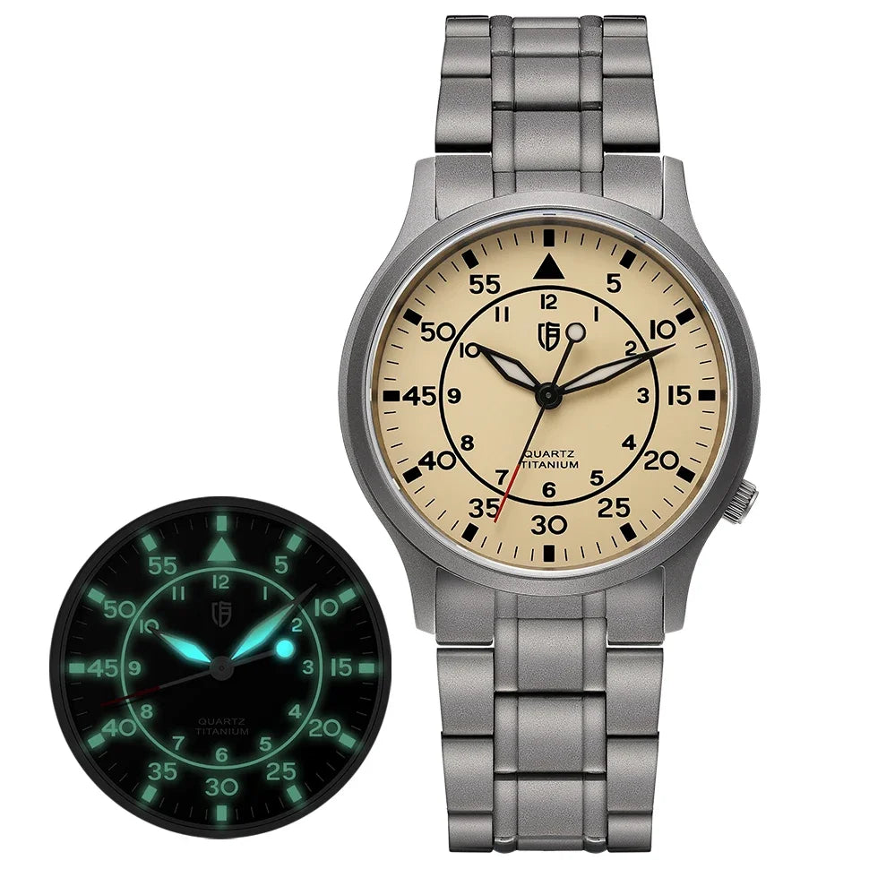BERNY Titanium Watch for Men AR Coating Sapphire Fashion Wristwatch Luminous VH31 Ultra-thin Quartz Watch Waterproof 5ATM Watch