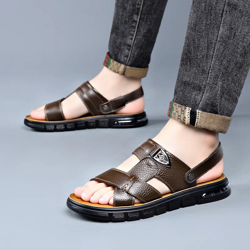Big Size 49 Summer SplitLeather Beach Sandals Men Shoes Big Size 49 50 Leather Sandals for Men Soft Outdoor Walking Man Footwear