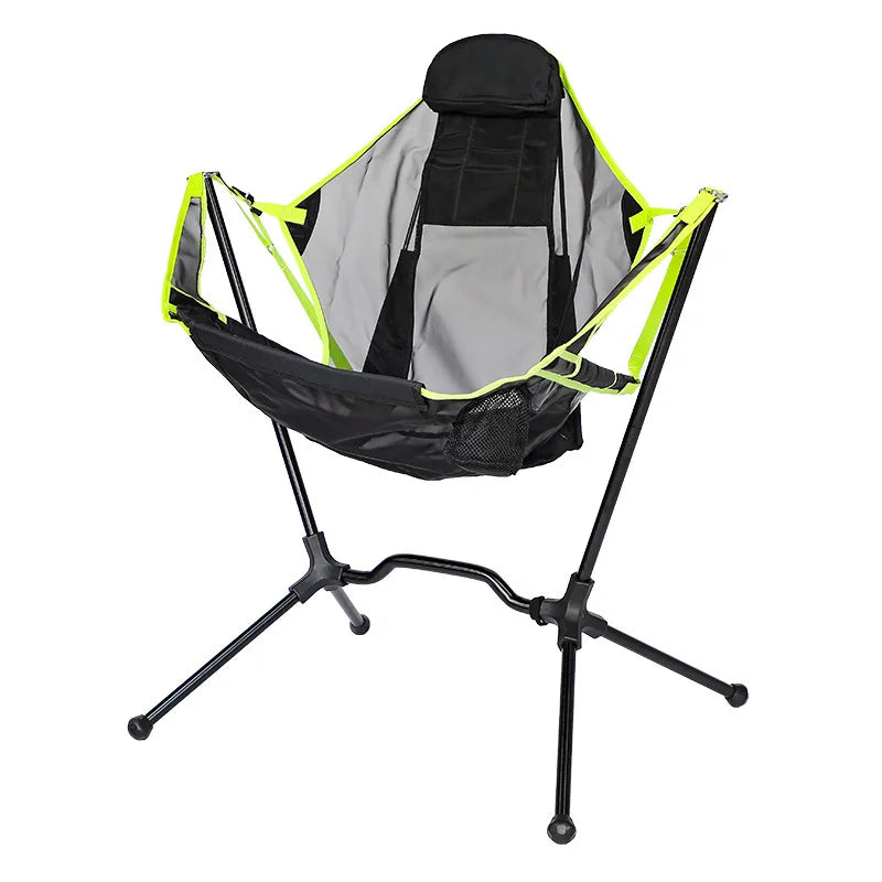 DZ Outdoor Portable Folding Rocking Chair Breathable Mesh Moon Chair Folding Chair Fishing Camping Beach Leisure Outdoor Chairs