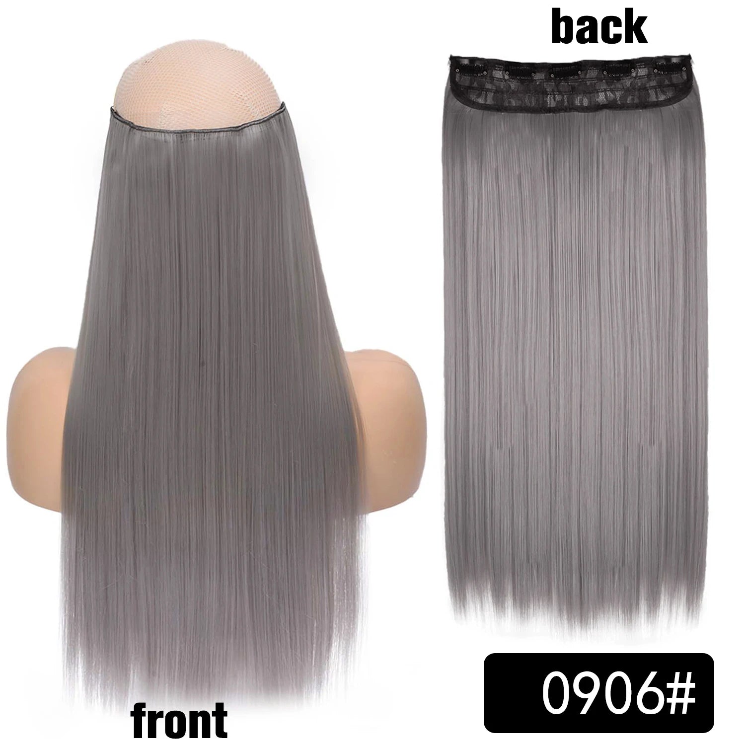 5 Clip-In Hair Extensions Long Straight One Piece Synthetic Heat-Resistant Fibre Hairpiece 22Inch Black Blonde Natural Hairstyle