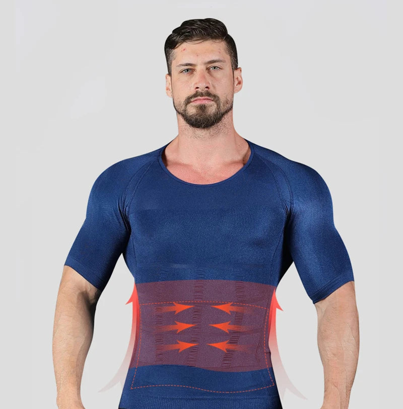 Men's Body Shaper T-Shirts Short Sleeves Corset Stomach Body Shapers Sports Stretch Men's Shapewear Short Sleeves Tank Tops