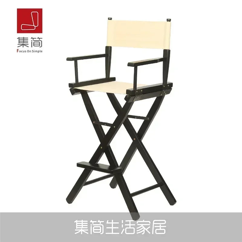 Versatile Solid Wood Director Chair Folding Canvas High Stool Multipurpose Office Chair Makeup Chair Portable Seat Comfortable