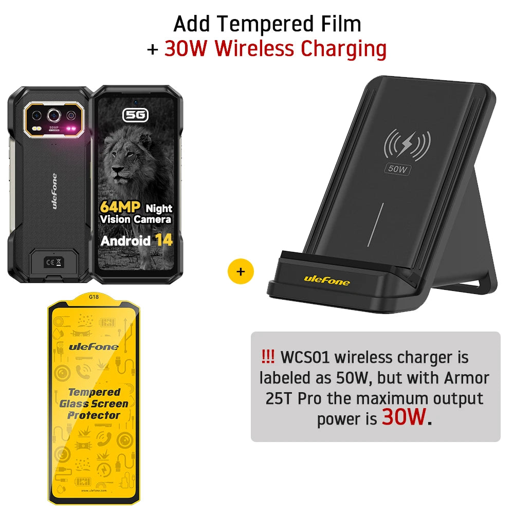Ulefone Armor 27 Pro 5G Rugged Phone 10600mAh Smartphone 50MP Camera 64MP Night Android 14 Up to 24GB+256GB NFC Waterproof Phone