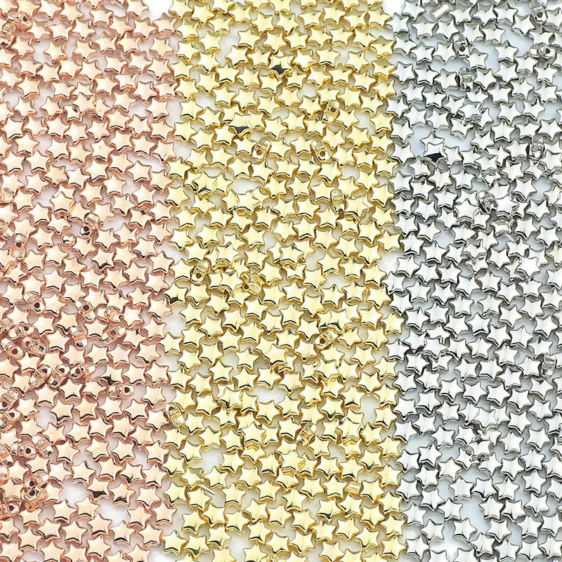 6mm 100~400pcs Star Shape CCB Beaded Gold Silver Plated Loose Beads For Jewelry Making DIY Necklace Bracelets Accessories
