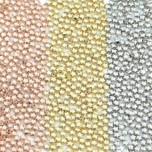 6mm 100~400pcs Star Shape CCB Beaded Gold Silver Plated Loose Beads For Jewelry Making DIY Necklace Bracelets Accessories
