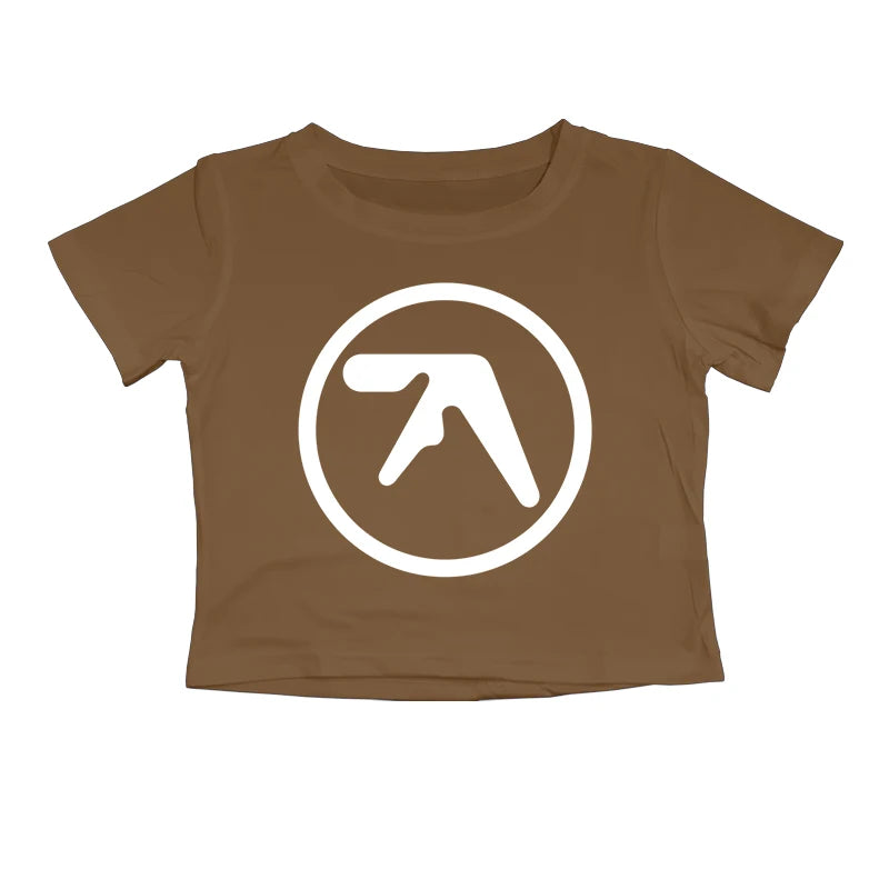 Punk Aphex Twin Print T-Shirt Crop Top Y2k