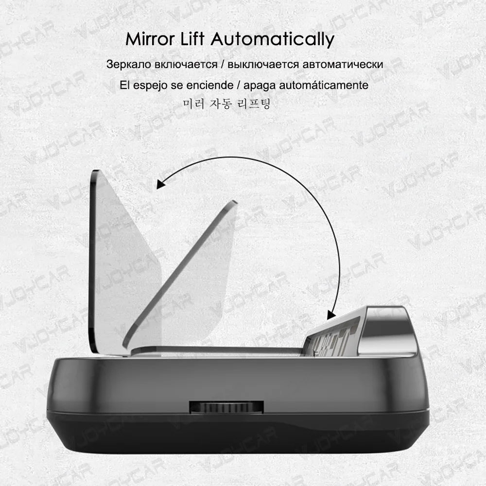 Vjoycar 2023 Newest Auto-Lift Mirror Unique GPS HUD Large & Clear Speed Projector KM/H MPH Clock Car Accessories for All Cars
