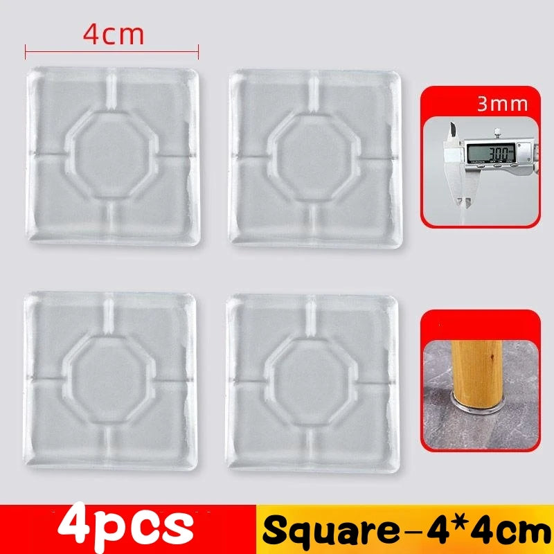4Pcs Anti Vibration Pads for Washing Machine Chair Leg Protectors Non-slip Mat Mute Silicone Stickers Sofa Furniture Feet Cover