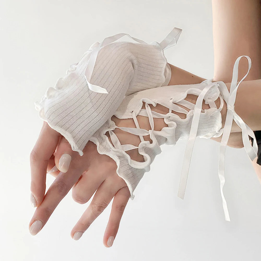 Bandages Arm Sleeves Korean Spicy Y2K Girls Personality Ballet Style Oversleeve Jk Lolita Cosplay Dress Up Fingerless Gloves