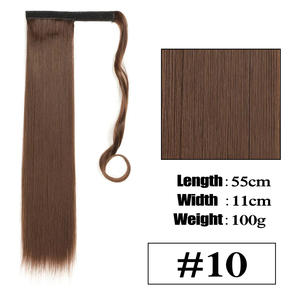 VIVIEIEI Ponytail Hair Extension 22 Inch 100g Natural Black Ponytail Extension Clip in Wrap Around Hair Extension Hairpieces