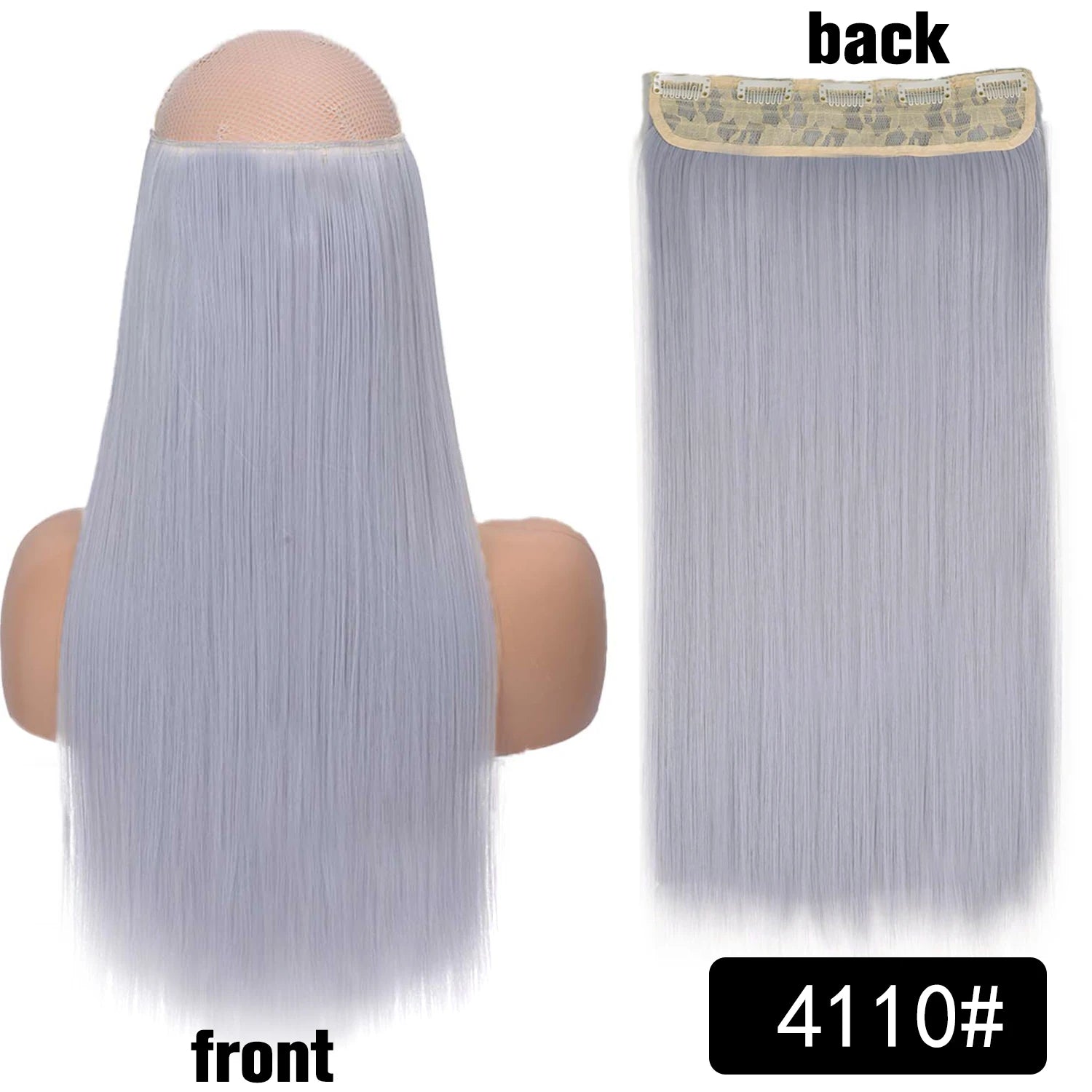 5 Clip-In Hair Extensions Long Straight One Piece Synthetic Heat-Resistant Fibre Hairpiece 22Inch Black Blonde Natural Hairstyle