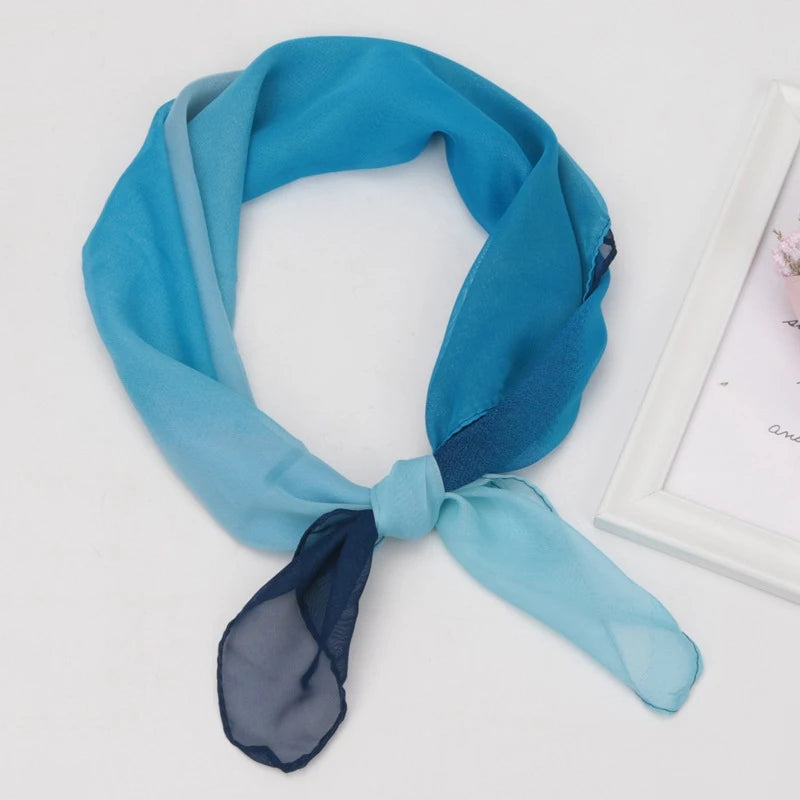 New 65x65cm Summer Chiffon Solid Color Square Scarf Ladies Head Neck Scarves Female Hair Ties Bands Neckerchief Shawls