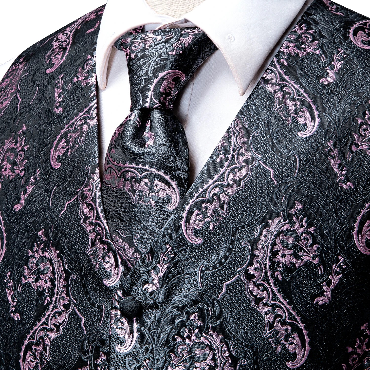 Hi-Tie Brand Silk Mens Vests Grey Black Gold Navy Blue Red Burgundy Jacquard Waistcoat Jacket NeckTie Hanky Cufflinks for Men