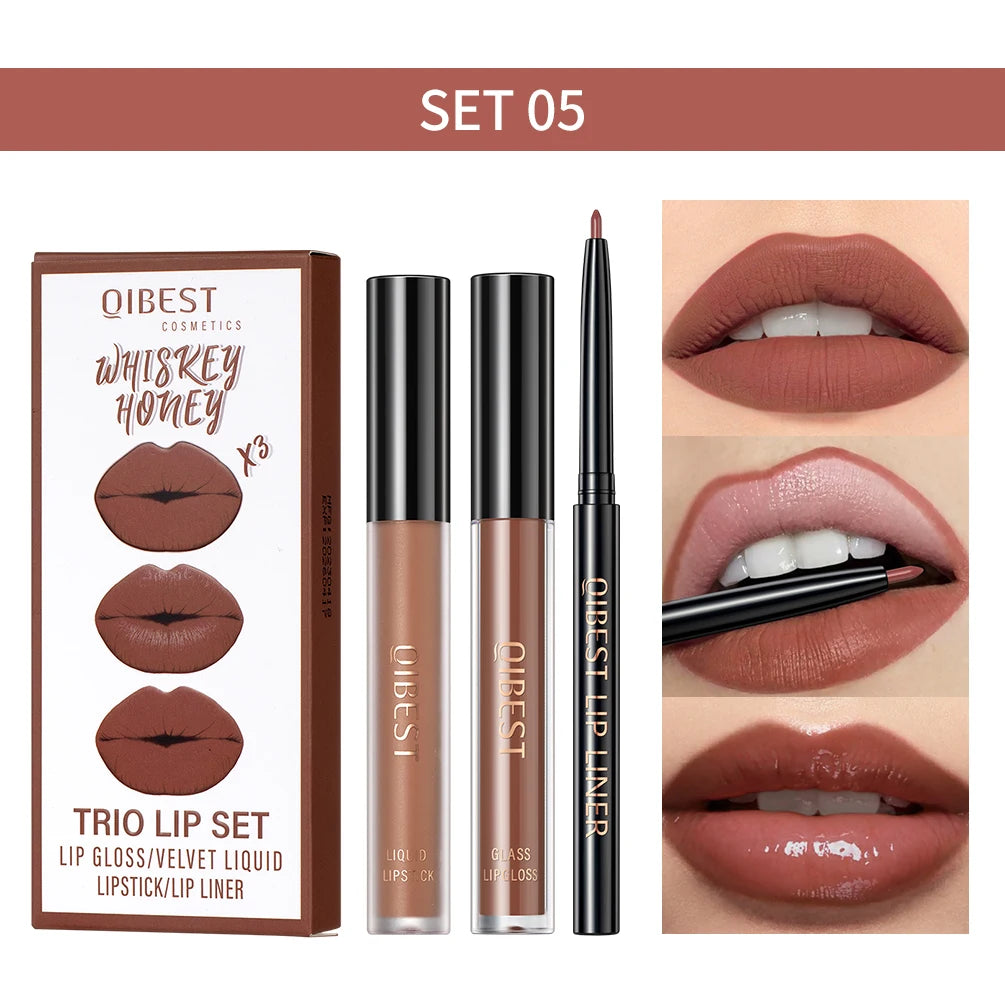 Matte Liquid Lipstick Lip Liner Set 3pcs