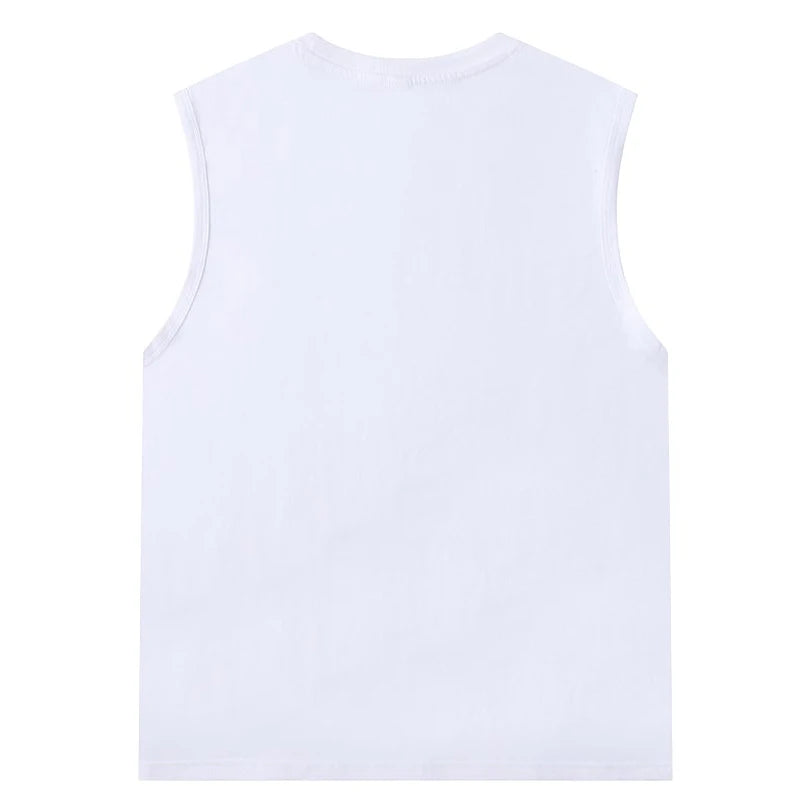 Cotton Men's Sleeveless Shirt Custom Logo Printing Name Gym Training Clothes DIY Vest