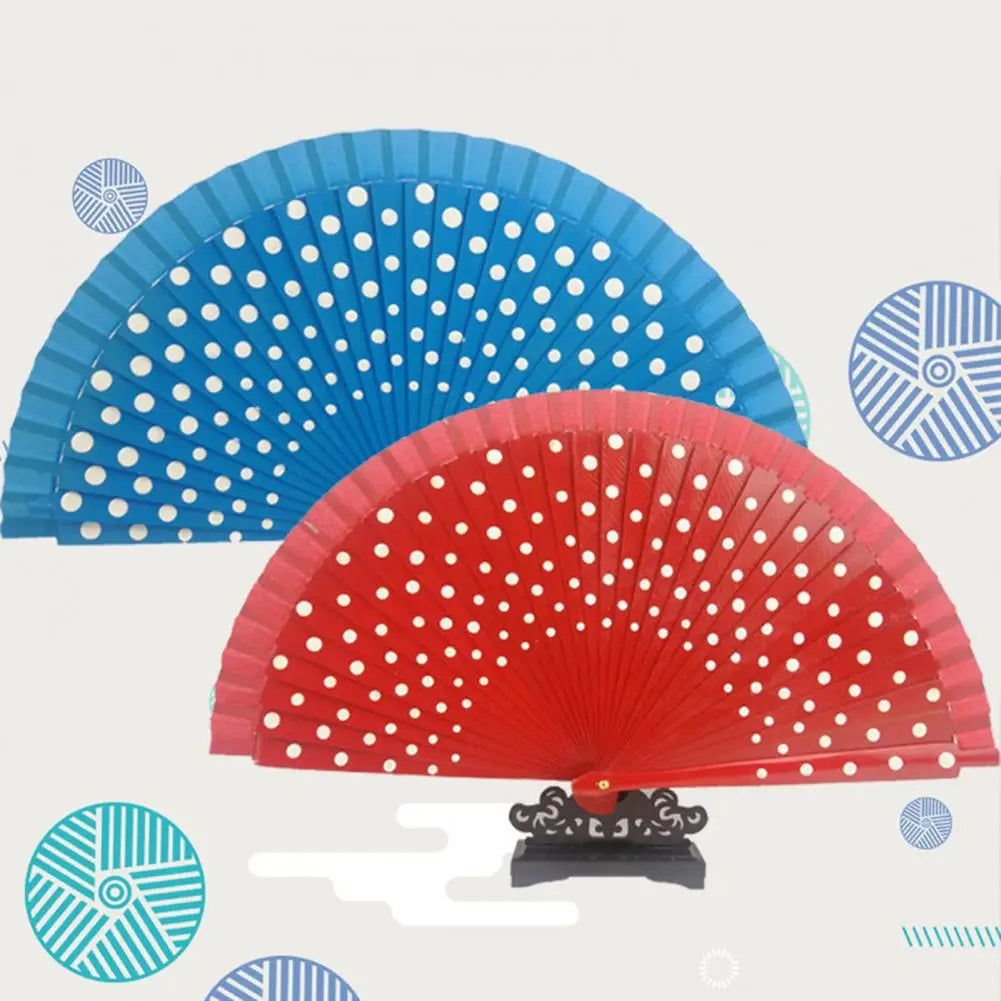 Dot Print Spanish Folding Fan Double-sided