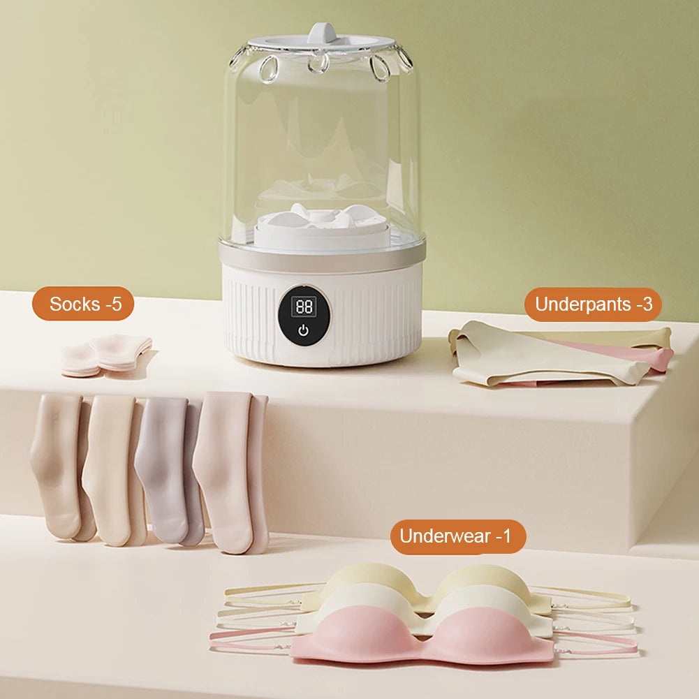Underwear Washer with Laundry Cup Cordless Small Washing Machine Rechargeable Mini Special Washer for Travel Home and Dormitory