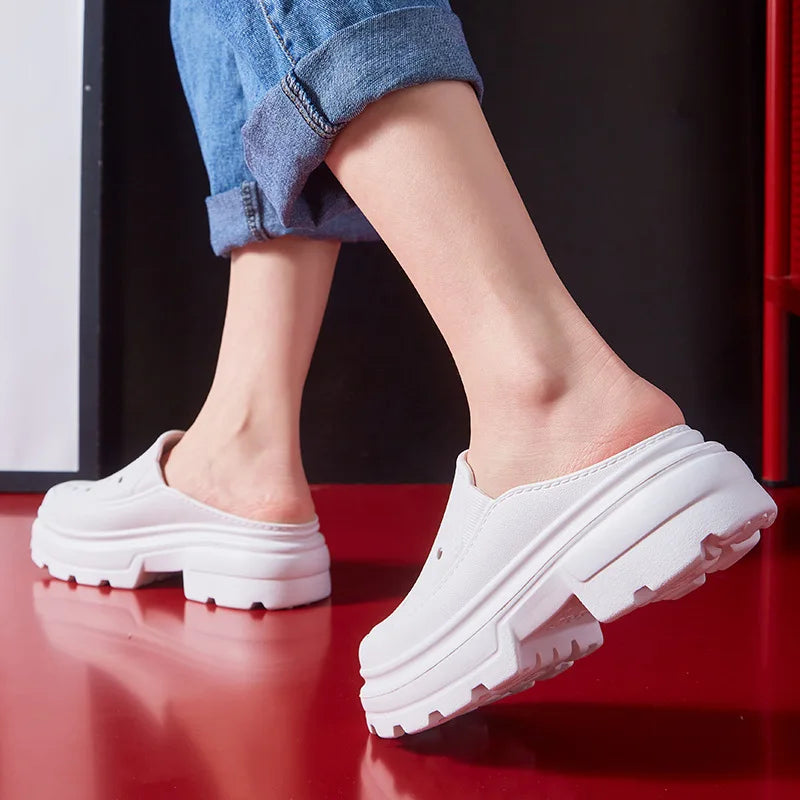 Kidmi Women Platform Slippers Summer Holes Clogs Sandals Fashion Thick Sole Sandals Outdoor Beach Slides Soft Cloud Garden Shoes