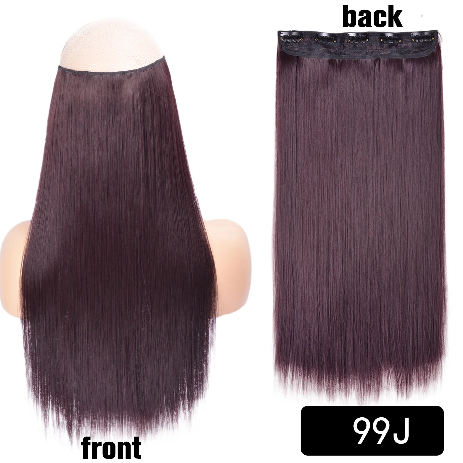 5 Clip-In Hair Extensions Long Straight One Piece Synthetic Heat-Resistant Fibre Hairpiece 22Inch Black Blonde Natural Hairstyle