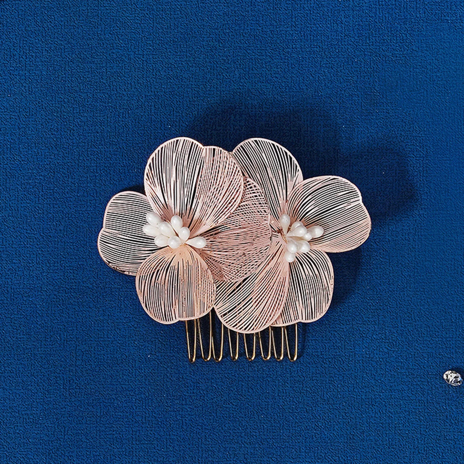 Bride Wedding Hair Comb Gold Flower Hairpin