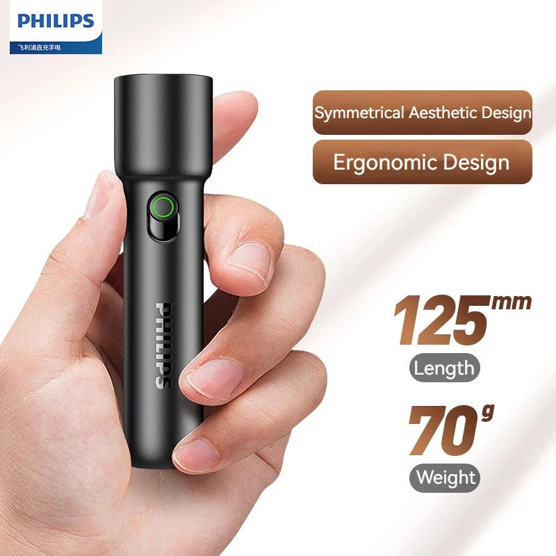 Philips 2024 New EDC Portable Flashlight Rechargeable LED Flashlights for Camping Hiking