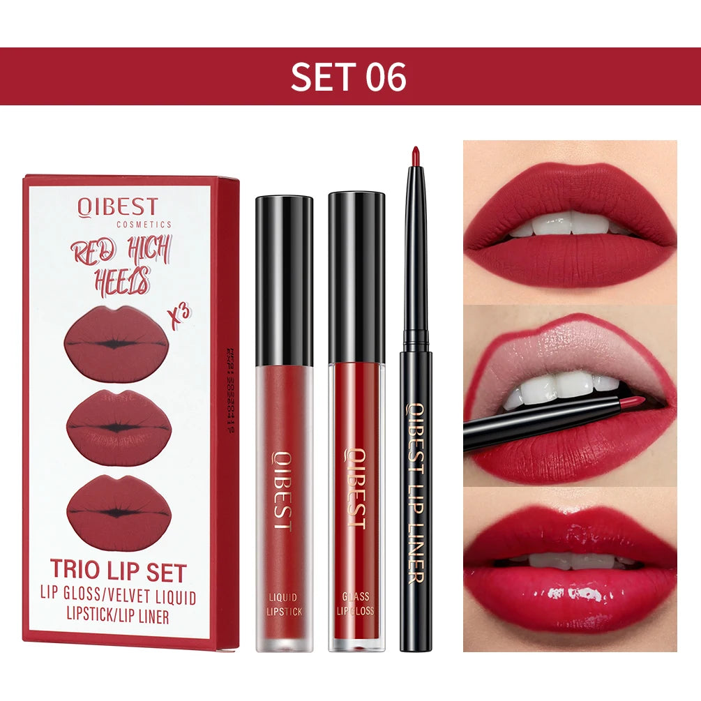 Matte Liquid Lipstick Lip Liner Set 3pcs