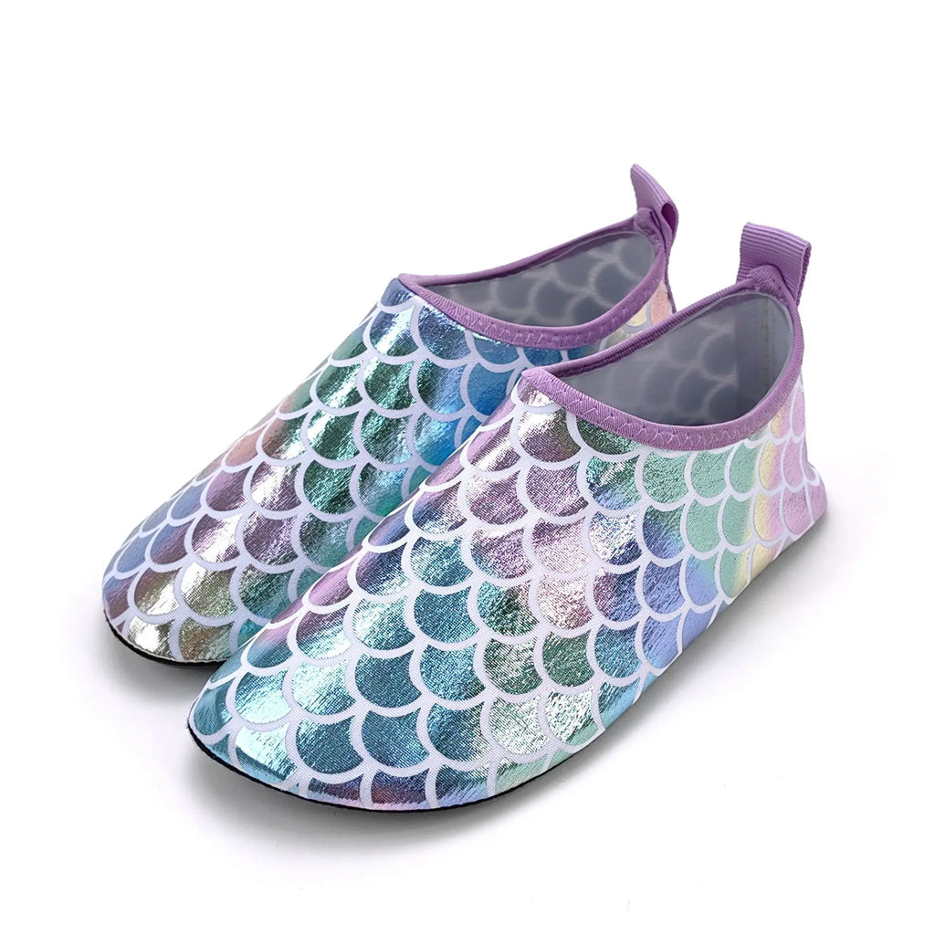 Mermaid Scale Girls Aqua Shoes Summer Bling Children Beach Swimming Shoes New Princess Anti Slip Soft Toddler Kids Slippers