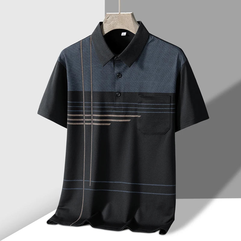 TFETTERS Summer Golf Wear Polo Shirt for Men Breathable Front Pocket Design Graphic Polo T-shirt Man New Collection 2025
