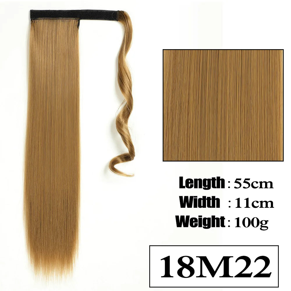 VIVIEIEI Ponytail Hair Extension 22 Inch 100g Natural Black Ponytail Extension Clip in Wrap Around Hair Extension Hairpieces