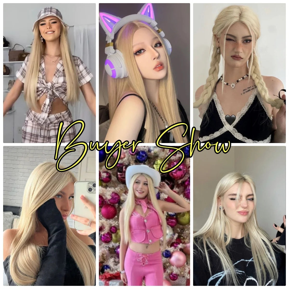 Light Blonde Long Straight Synthetic Wig