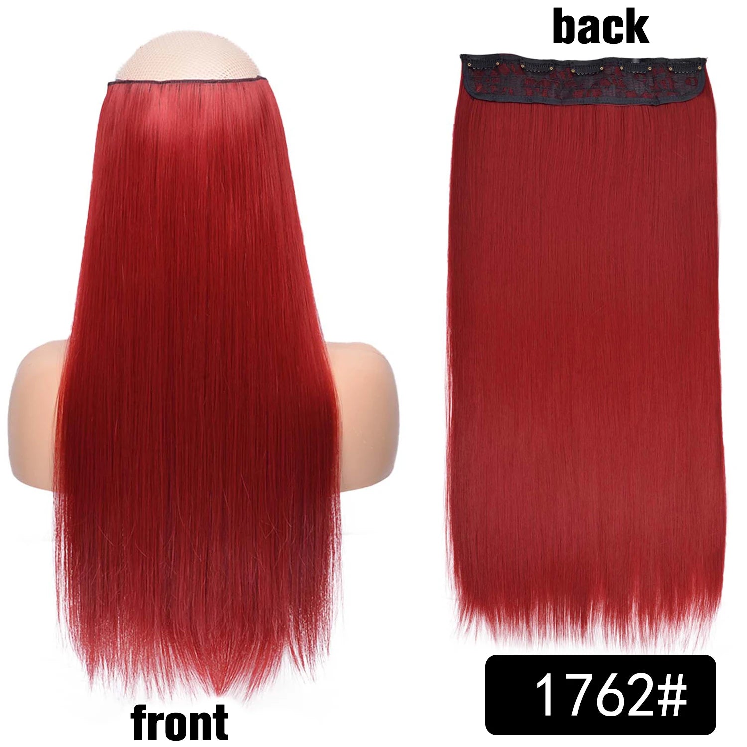 5 Clip-In Hair Extensions Long Straight One Piece Synthetic Heat-Resistant Fibre Hairpiece 22Inch Black Blonde Natural Hairstyle